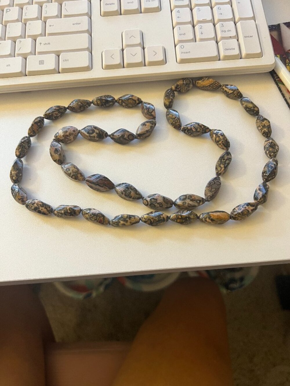 Handmade Natural Jasper/Agate Necklace – Brown & Tan Marbled Stone Beads